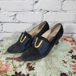 Bally Navy Suede Pumps
